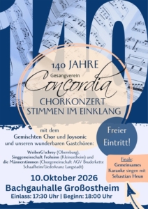 Chorkonzert Gesangverein Concordia Großostheim 2026